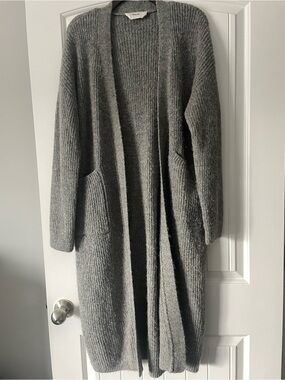 Ancosti Long Wool-Blend Ribbed Cardigan Duster Sweater - Gray
